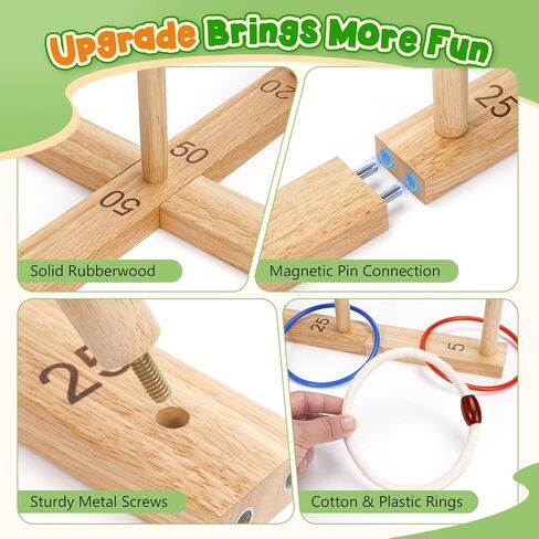 لعبة الرمي الدائري للأطفال من بيراديكس، عطلة ممتعة في الداخل والخارج، إعداد سهل وتمديد مغناطيسي، ألعاب ساحة العشب في الهواء الطلق للبالغين وحفلات العائلة والفناء الخلفي والشاطئ خارج اللعبة، 26 حلقة وحقيبة حمل in Kuwait