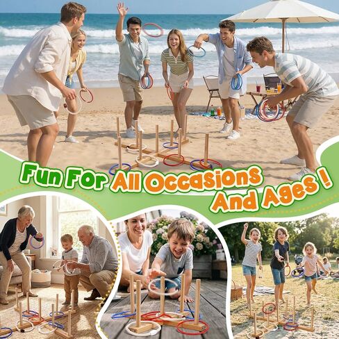 لعبة الرمي الدائري للأطفال من بيراديكس، عطلة ممتعة في الداخل والخارج، إعداد سهل وتمديد مغناطيسي، ألعاب ساحة العشب في الهواء الطلق للبالغين وحفلات العائلة والفناء الخلفي والشاطئ خارج اللعبة، 26 حلقة وحقيبة حمل in Kuwait