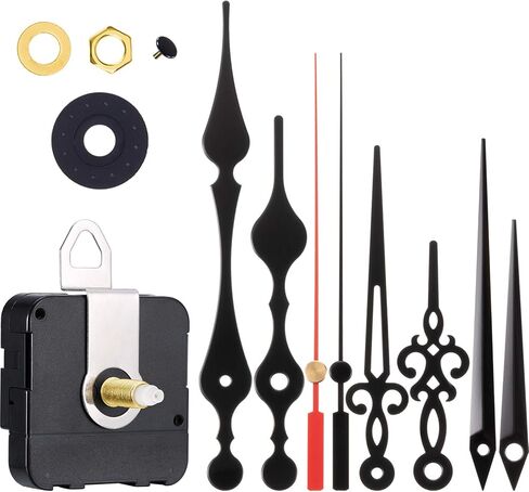 Hicarer Clock Motor Movement آلية حركة ساعة الحائط DIY استبدال أجزاء الإصلاح مع 3 أزواج مختلفة من الأيدي (طول العمود 0.9 بوصة / 23 مم، أسود أحمر) in Saudi Arabia