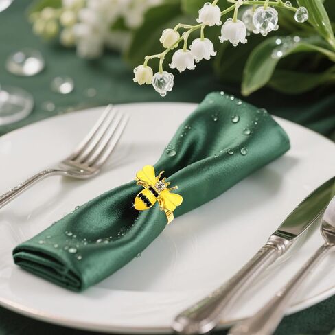 Bee Napkin Rings Set of 12 Yellow Enamel & Rhinestone Honeybee Napkin Holder Ring for Spring Party Garden Wedding Baby Shower Decor,Lively Dinner Table Setting for Holiday Gatherings & Daily in Saudi Arabia