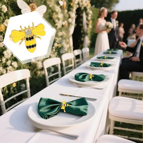 Bee Napkin Rings Set of 12 Yellow Enamel & Rhinestone Honeybee Napkin Holder Ring for Spring Party Garden Wedding Baby Shower Decor,Lively Dinner Table Setting for Holiday Gatherings & Daily in Saudi Arabia