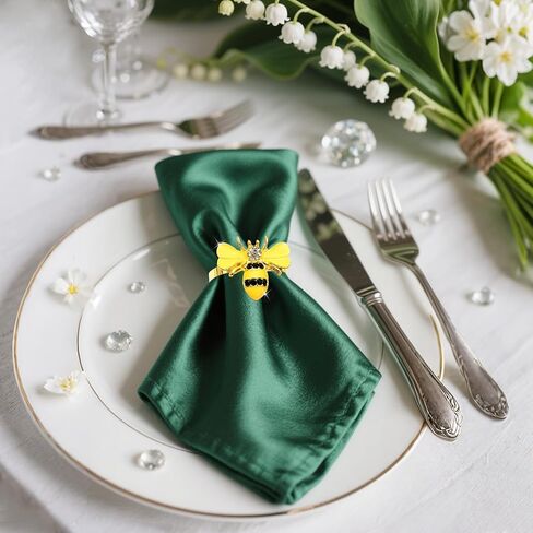 Bee Napkin Rings Set of 12 Yellow Enamel & Rhinestone Honeybee Napkin Holder Ring for Spring Party Garden Wedding Baby Shower Decor,Lively Dinner Table Setting for Holiday Gatherings & Daily in Saudi Arabia