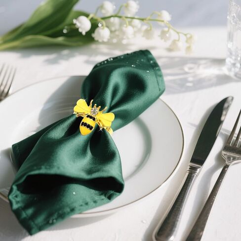 Bee Napkin Rings Set of 12 Yellow Enamel & Rhinestone Honeybee Napkin Holder Ring for Spring Party Garden Wedding Baby Shower Decor,Lively Dinner Table Setting for Holiday Gatherings & Daily in Saudi Arabia