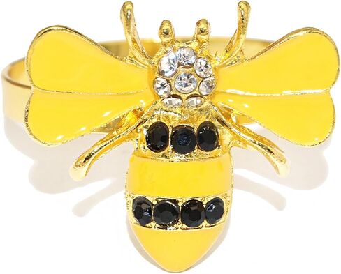 Bee Napkin Rings Set of 12 Yellow Enamel & Rhinestone Honeybee Napkin Holder Ring for Spring Party Garden Wedding Baby Shower Decor,Lively Dinner Table Setting for Holiday Gatherings & Daily in Saudi Arabia