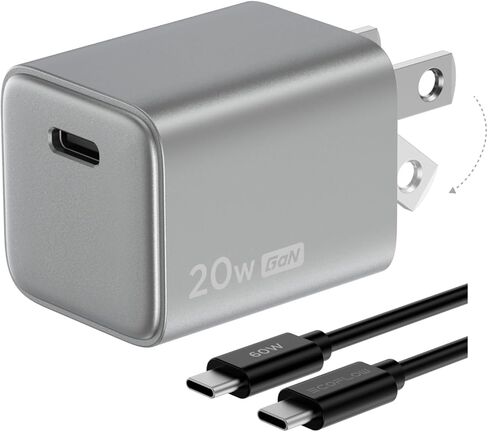 شاحن EF ECOFLOW RAPID بقدرة 20 وات GaN USB C مع كابل، قابس كتلة شحن سريع من النوع C متوافق بسرعة مع iPhone 15/15 Pro/14/14 Pro Max/13 وGalaxy وiPad in Kuwait