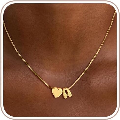 Christmas Gifts for Grandkids Teen Girls - 14K Gold Plated Dainty Heart A-Z Initial Letter Necklace Teen Girls Gift Trendy Stuff Birthday Gifts for 5 6 7 8 9 10 Year Old Girls Gifts in Kuwait