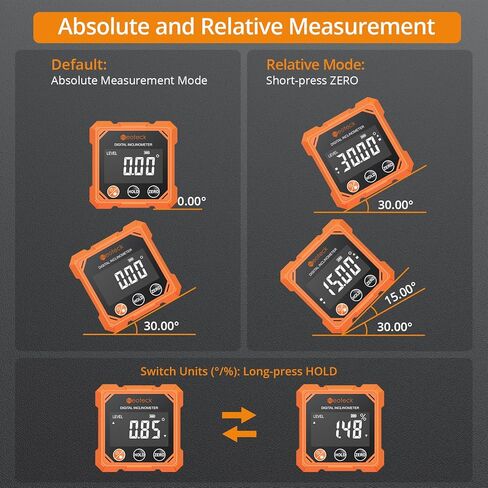 Neoteck 4-Side Magnetic Digital Angle Finder with Laser (Class 2,<1mW Output) 4x90°Angle Finder Tool Rechargeable Digital Angle Gauge with Backlight Screen Digital Laser Level for Hanging Construction in Saudi Arabia