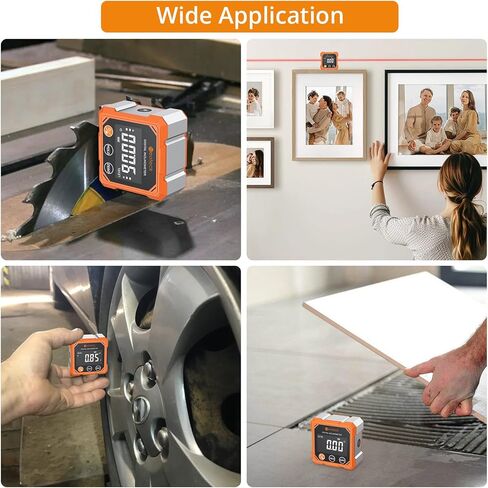 Neoteck 4-Side Magnetic Digital Angle Finder with Laser (Class 2,<1mW Output) 4x90°Angle Finder Tool Rechargeable Digital Angle Gauge with Backlight Screen Digital Laser Level for Hanging Construction in Saudi Arabia