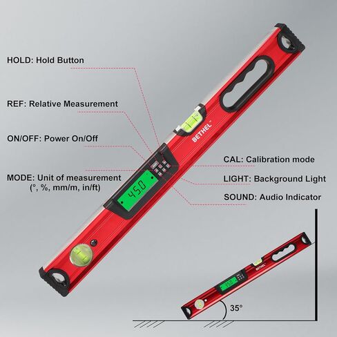 BETHEL Digital Level with LCD Display,24Inch Magnetic Digital Torpedo Level, Vertical & Horizontal Spirit Bubble Measuring Tools for Woodworking Construction Craftsman in Kuwait