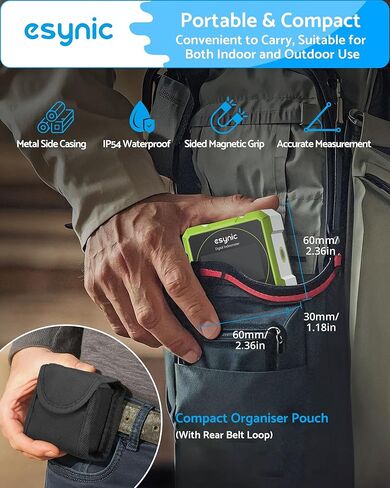 eSynic Rugged Digital Angle Finder with Laser-Type-C Rechargeable Digital Inclinometer-Waterpoof-4-Sides Magnetic Angle Gauge-Clear LCD Display for Construction (Laser Level: Class II Output: 0.51mW) in Kuwait