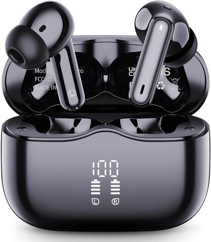 Wireless Earbuds, 2025 Bluetooth 5.4 Ear Buds in Ear with 4 ENC Noise Cancelling Mic, New Wireless Earphones HiFi Stereo Deep Bass 40H Playtime, In-Ear Bluetooth Earbuds LED Display IP7 Waterproof in Kuwait