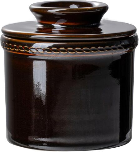 Butter Crock with Lid,Ceramic Butter Crock for Spreadable Soft Butter,Vintage Chain-Rim Design,Home and Kitchen Decor,Housewarming Gift,Shell White in Saudi Arabia