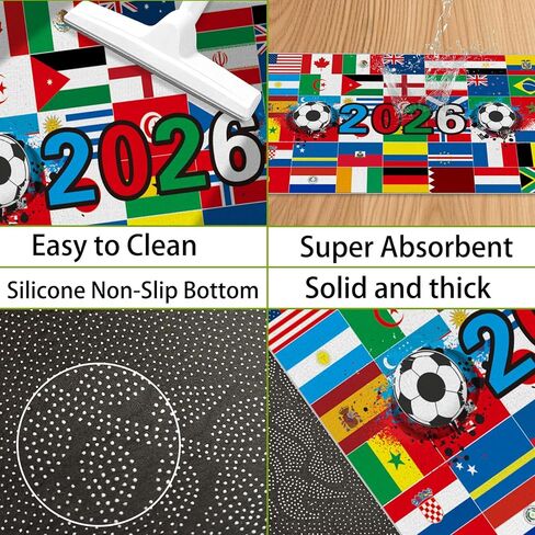 World Cup Soccer Rugs 2026 World Cup Merchandise Soccer Gifts World Flags Soccer Ball Rugs Football Room Decor for Boys Front Door Rug Crystal Velvet Rugs 16x24 Inch Door Mats in Kuwait