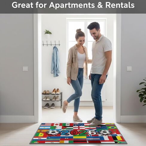 World Cup Soccer Rugs 2026 World Cup Merchandise Soccer Gifts World Flags Soccer Ball Rugs Football Room Decor for Boys Front Door Rug Crystal Velvet Rugs 16x24 Inch Door Mats in Kuwait