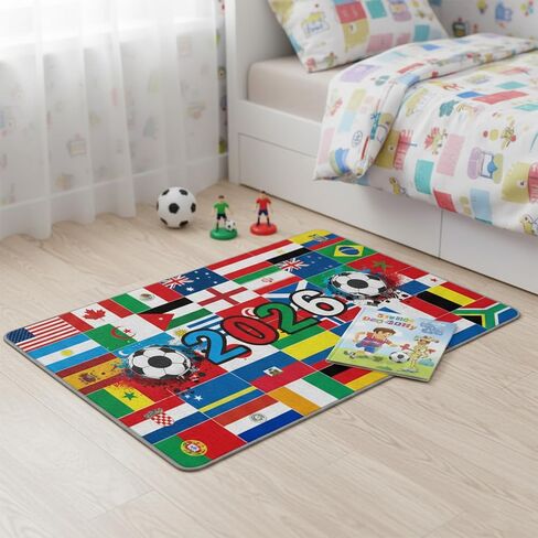 World Cup Soccer Rugs 2026 World Cup Merchandise Soccer Gifts World Flags Soccer Ball Rugs Football Room Decor for Boys Front Door Rug Crystal Velvet Rugs 16x24 Inch Door Mats in Kuwait