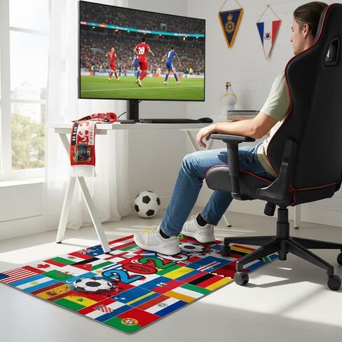 World Cup Soccer Rugs 2026 World Cup Merchandise Soccer Gifts World Flags Soccer Ball Rugs Football Room Decor for Boys Front Door Rug Crystal Velvet Rugs 16x24 Inch Door Mats in Kuwait