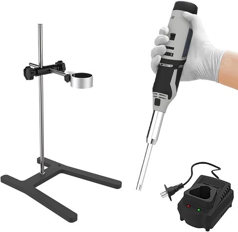 Handheld Lab Homogenizer High Speed Disperser Emulsifier Mixer 6 Speed Level from 0 to 25 000rpm 316 Stainless Steel 10mm Probe for 5-250ml Sample Max Viscosity 5000mPas with Stand in Saudi Arabia
