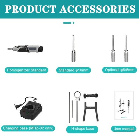 Handheld Lab Homogenizer High Speed Disperser Emulsifier Mixer 6 Speed Level from 0 to 25 000rpm 316 Stainless Steel 10mm Probe for 5-250ml Sample Max Viscosity 5000mPas with Stand in Saudi Arabia