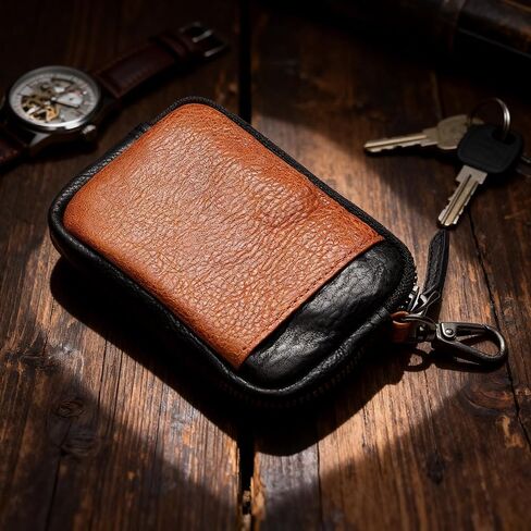 حافظة بطاقات مفاتيح كلاسيكية مصنوعة يدويًا من IJUN - جلد البقر المدبوغ بالزيت النباتي المحبب بالكامل in Kuwait