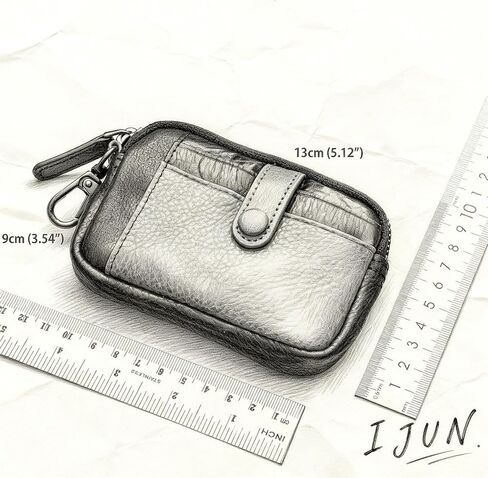 حافظة بطاقات مفاتيح كلاسيكية مصنوعة يدويًا من IJUN - جلد البقر المدبوغ بالزيت النباتي المحبب بالكامل in Kuwait