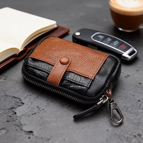 حافظة بطاقات مفاتيح كلاسيكية مصنوعة يدويًا من IJUN - جلد البقر المدبوغ بالزيت النباتي المحبب بالكامل in Kuwait