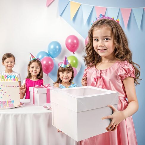 10 عبوات من علب الكيك من VGOODALL، حاويات كيك مقاس 10x10x8 بوصة مع نافذة، صناديق خبز بيضاء مع أغطية لحفلات أعياد الميلاد وحفلات الزفاف in Saudi Arabia