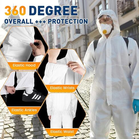 طقم من قطعتين من بدلات المواد الخطرة من كاريجي، أغطية واقية للاستعمال مرة واحدة، بدلة رسامين لكامل الجسم شديدة التحمل للرجال والنساء in Kuwait