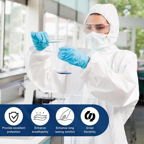 طقم من قطعتين من بدلات المواد الخطرة من كاريجي، أغطية واقية للاستعمال مرة واحدة، بدلة رسامين لكامل الجسم شديدة التحمل للرجال والنساء in Kuwait