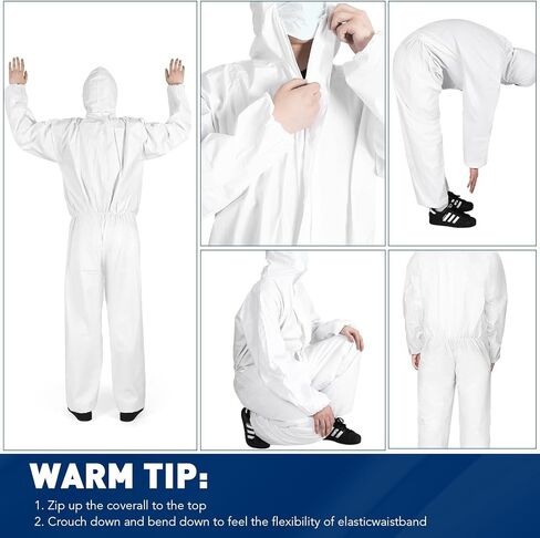طقم من قطعتين من بدلات المواد الخطرة من كاريجي، أغطية واقية للاستعمال مرة واحدة، بدلة رسامين لكامل الجسم شديدة التحمل للرجال والنساء in Kuwait