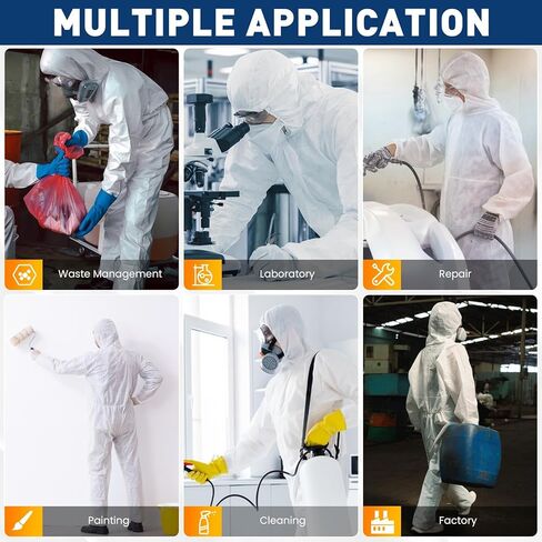 طقم من قطعتين من بدلات المواد الخطرة من كاريجي، أغطية واقية للاستعمال مرة واحدة، بدلة رسامين لكامل الجسم شديدة التحمل للرجال والنساء in Kuwait
