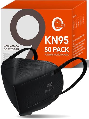 KN95 Face Masks 50 Pack for Adults, Breathable and Comfortable KN95 Mask Disposable, Filter Efficiency≥95%, Black in Saudi Arabia