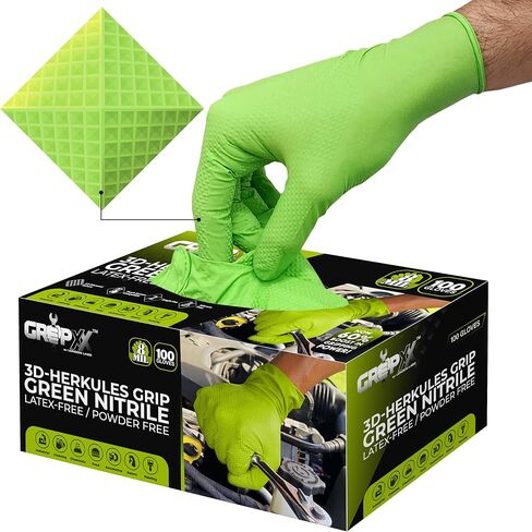 GRIPXX Herkules Grip Heavy Duty 8Mil Orange Nitrile Gloves,3D Raised Diamond Texture-Latex & Powder Free-Industrial, Mechanic (10, X-Large) in Saudi Arabia