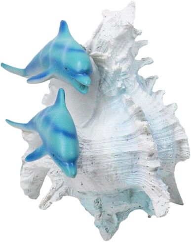 Ebros Gift Large Nautical Capiz Blue Tailed Mermaid Ariel by White Coral Rocks Statue Ocean Aquamarine Princess As Coastal Beach Under The Sea Decorative Accent (Listening to A Conch) in Saudi Arabia