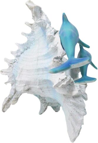 Ebros Gift Large Nautical Capiz Blue Tailed Mermaid Ariel by White Coral Rocks Statue Ocean Aquamarine Princess As Coastal Beach Under The Sea Decorative Accent (Listening to A Conch) in Saudi Arabia