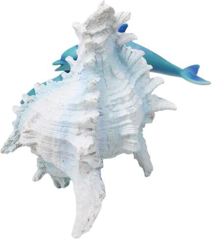 Ebros Gift Large Nautical Capiz Blue Tailed Mermaid Ariel by White Coral Rocks Statue Ocean Aquamarine Princess As Coastal Beach Under The Sea Decorative Accent (Listening to A Conch) in Saudi Arabia