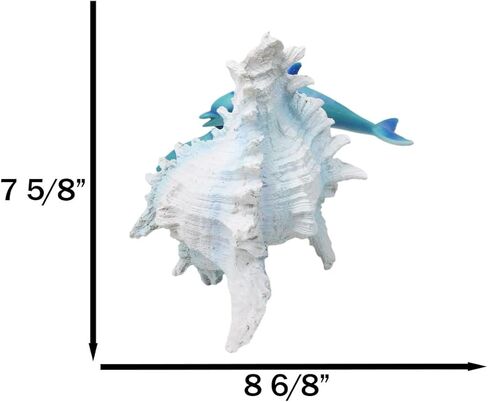 Ebros Gift Large Nautical Capiz Blue Tailed Mermaid Ariel by White Coral Rocks Statue Ocean Aquamarine Princess As Coastal Beach Under The Sea Decorative Accent (Listening to A Conch) in Saudi Arabia