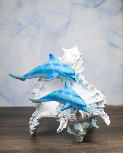 Ebros Gift Large Nautical Capiz Blue Tailed Mermaid Ariel by White Coral Rocks Statue Ocean Aquamarine Princess As Coastal Beach Under The Sea Decorative Accent (Listening to A Conch) in Saudi Arabia