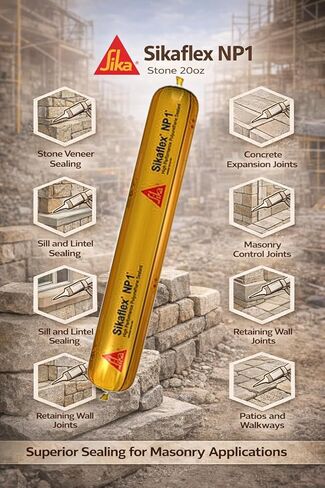 Sika Sikaflex NP1 (FKA MasterSeal NP 1) Stone 20 oz Sausage Pack Polyurethane Construction Sealant Color-Matched for Stone Brick & Concrete Expansion & Control High-Movement Exterior Perimeter Joint in Saudi Arabia