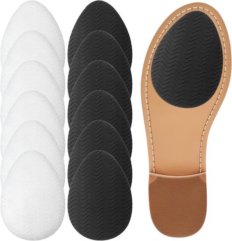 6 Pcs Black Non-Slip Shoe Pads, Thickened Non-Skid Rubber Protector on Bottom of Shoes for Heel, Noise Reduction Shoe Cushion Self-Adhesive Anti-Slip Sole Sticker for Women Men Leather Shoes in Saudi Arabia