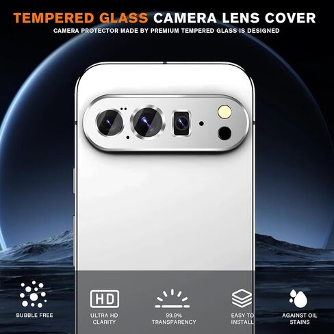 عبوتان لواقي عدسة الكاميرا Google Pixel 10 Pro XL، غطاء كاميرا من الزجاج المقوى المعدني الفاخر، مضاد للخدش عالي الوضوح (أسود) in Kuwait