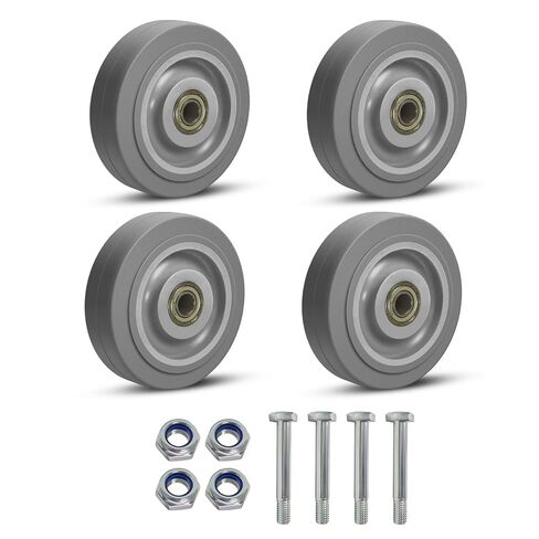 عجلات مطاطية شديدة التحمل مقاس 4 بوصات، مجموعة عجلات صناعية من ASOMWLS مكونة من 4 قطع بسعة تحميل 1200 رطل، عجلات بديلة بدون علامات لعربة العربة دوللي (4 عجلات) in Kuwait