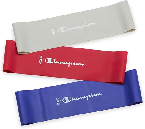أربطة مقاومة حلقات Champion (3 عبوات، رمادي/أحمر/أزرق)، خفيفة/متوسطة/ثقيلة، خالية من الرائحة، 4 بوصات مطاطية + أربطة تمرين من اللاتكس، لتدريب القوة والعلاج الطبيعي، تتضمن دليل التمرين in Saudi Arabia