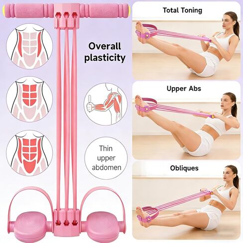 Upgraded Pedal Resistance Band with Handle, 6-Tube Multifunction Stretching Workout Band for Yoga,Home Workout Equipment,Device for Abdomen,Waist,Arm,Leg,Core/ABS,Gift for Mon in Saudi Arabia