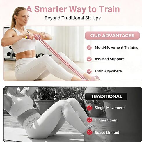 Upgraded Pedal Resistance Band with Handle, 6-Tube Multifunction Stretching Workout Band for Yoga,Home Workout Equipment,Device for Abdomen,Waist,Arm,Leg,Core/ABS,Gift for Mon in Saudi Arabia