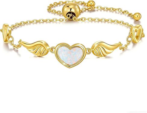 سوار Angel Wing للنساء 925 Sterling Silver Opal Angel Wing Bracelet هدية مجوهرات قابلة للتعديل للنساء in Kuwait