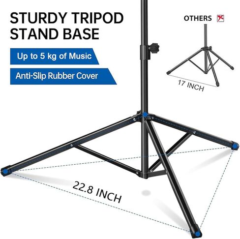 MOSEN Sheet Music Stand - Heavy Duty Music Stands Adjustable Tripod Stand with Carrying Bag, Clip Holder, Portable Book Holder for Practice & Performance, Unfolds In Seconds, Black in Kuwait