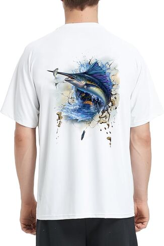 Riverruns Men's Fishing Shirt Short Sleeve UPF 50+ UV Sun Protection T-Shirt Rash Guard Swim Shirt #1024 in Saudi Arabia