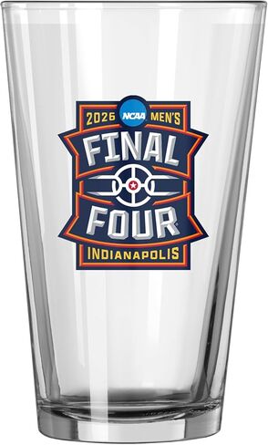Logo Brands NCAA Men's March Madness Final 4 16 oz Pint Glass – Main Logo Design | 16 Fluid Ounces | Glass | Officially Licensed in Saudi Arabia