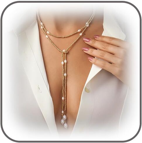 الطبقات الطويلة سلسلة قلادة الذهب الذهب الذهب بيرل بيرل القلادات y in Kuwait