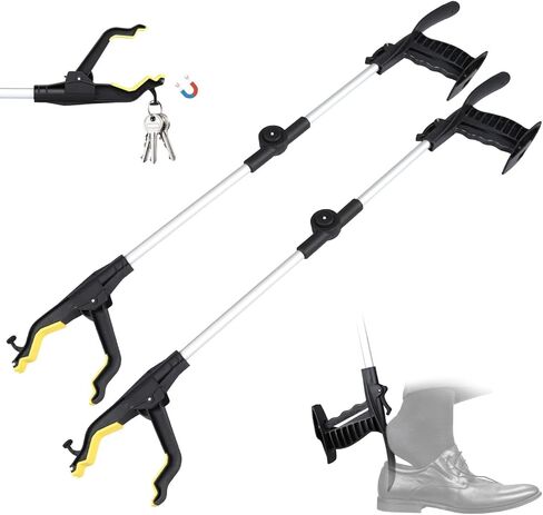 أداة Grabber Reacher مقاس 32 بوصة، عبوة من قطعتين قابلة للطي أداة التقاط Reacher Grabber مع قرن الحذاء، أداة التقاط القمامة العلوية، هدايا خالية من الانحناء لكبار السن in Kuwait